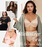 Lemorosy Women's Plus Size Minimizer Bra Non Padded Underwire Full Figure Support Comfort Underwear(Beige,40F) - Image 5
