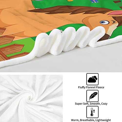 Farm Animal Throw Blanket, Cute Farm Animal Blanket For Kids, Soft Cozy Flannel Farm Dog Pig Lamb Hen Horse Cow Blankets, Fluffy Fleece Cartoon Animal Blanket For Teenagers Girl Boy Gifts, 50X60 Inch #TOP7