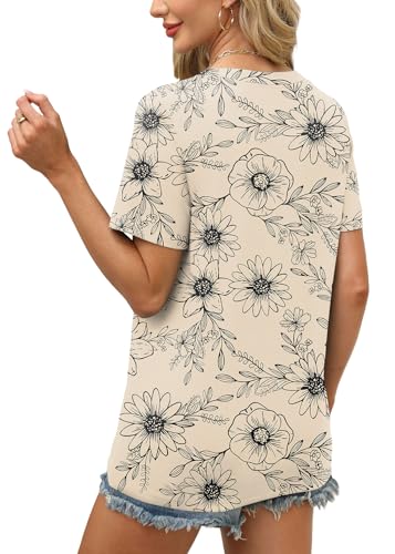 Image of WEESO Womens Tops Summer Short Sleeve V Neck Blouses Business Casual Loose Fit Tshirts Trendy Fashion Outfits