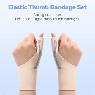 Goldeer 2Pcs Tutore Pollice Destro Sinistro Elastico mit Stecche,Tutore per Rizoartrosi per Sollievo per Dolore e Infortuni, Tenosinovite di De Quervain, Tendinite e Slogature (Beige, S)