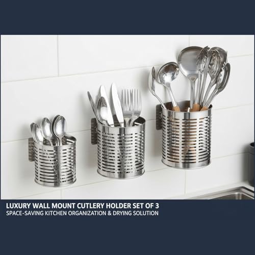 Image of FINALITY cutlery holder for kitchen accessories, Best use for spatula holder (Silver - Wall mount cutlery)