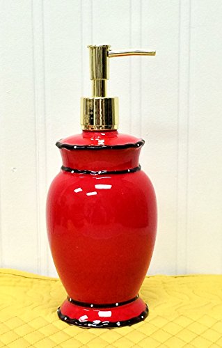 Tuscany Red Ruffle Hand Painted Ceramic Soap/Lotion Dispenser, 85288 By Ack #TOP1