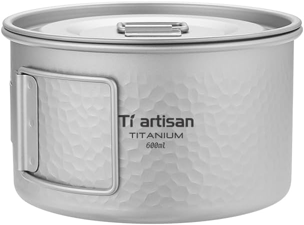 Titanium Bowl Pot with Foldable Handle, Folding Handle for Outdoor Camping Hiking Picnic (Ta8216CW-SN（lid）+Ta8216CW-MN（lid）+Ta8003F+8005F+Ta8002F-Includes Storage Bag)