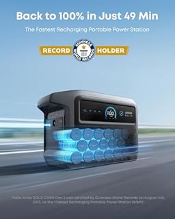 Anker SOLIX C1000 Gen 2 Portable Power Station, 2,000W (Peak 3,000W) Solar Generator, Full Charge in 49 Min, 1,024Wh LiFePO4 Battery for Home Backup, Power Outages, and Camping