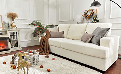 Amerlife Sofa, Deep Seat Sofa-Contemporary Bouclé Sofa Couch, 3 Seater For Living Room-Oversized Off-White Comfy Visit The Store 97In X 33In X 40In #TOP5