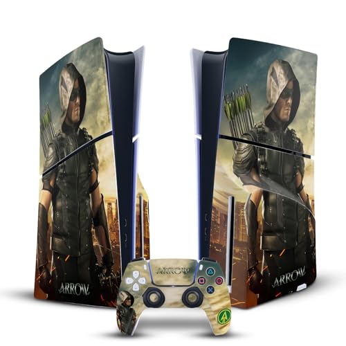 Skin PS5 Slim Disc Arrow TV Series avec autocollant manette par Head Case Designs