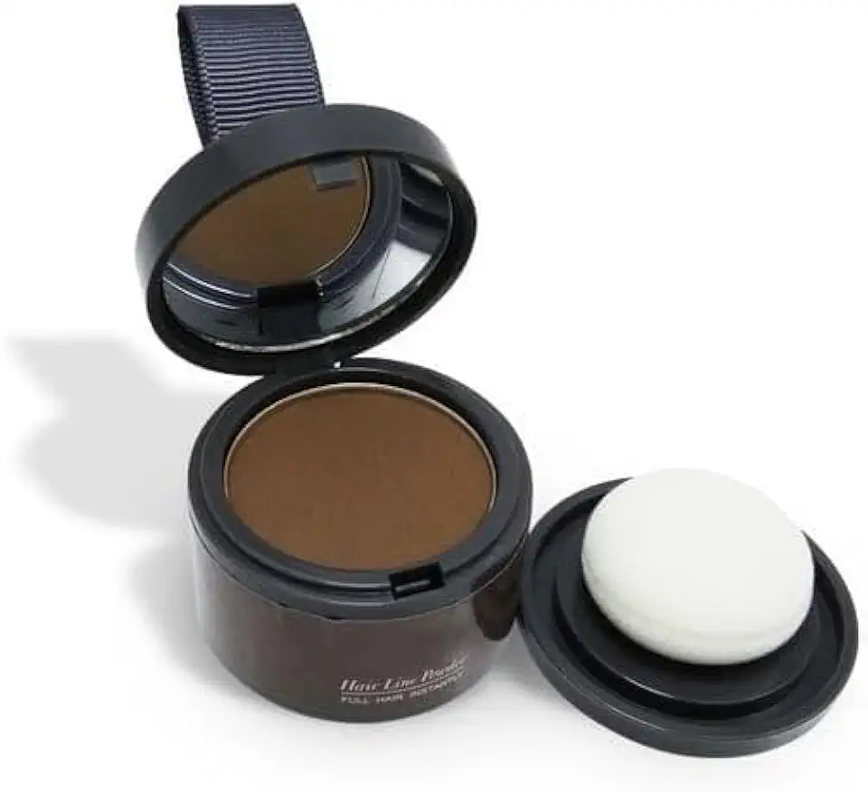 Maquiagem em Pó para Retoque Capilar, Correção de Manchas Brancas, Cobertura para Calvície. (Castanho Escuro)