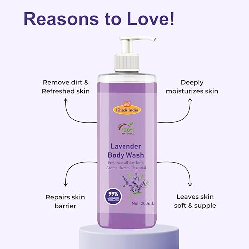 Image of Khadi Herbal Lavender Body Wash - 100% Pure & Natural Shower Gel for All Skin Types - Gently Cleanses, Nourishes & Relaxes Senses with Floral Fragrance - 400ml (Pack of 2)