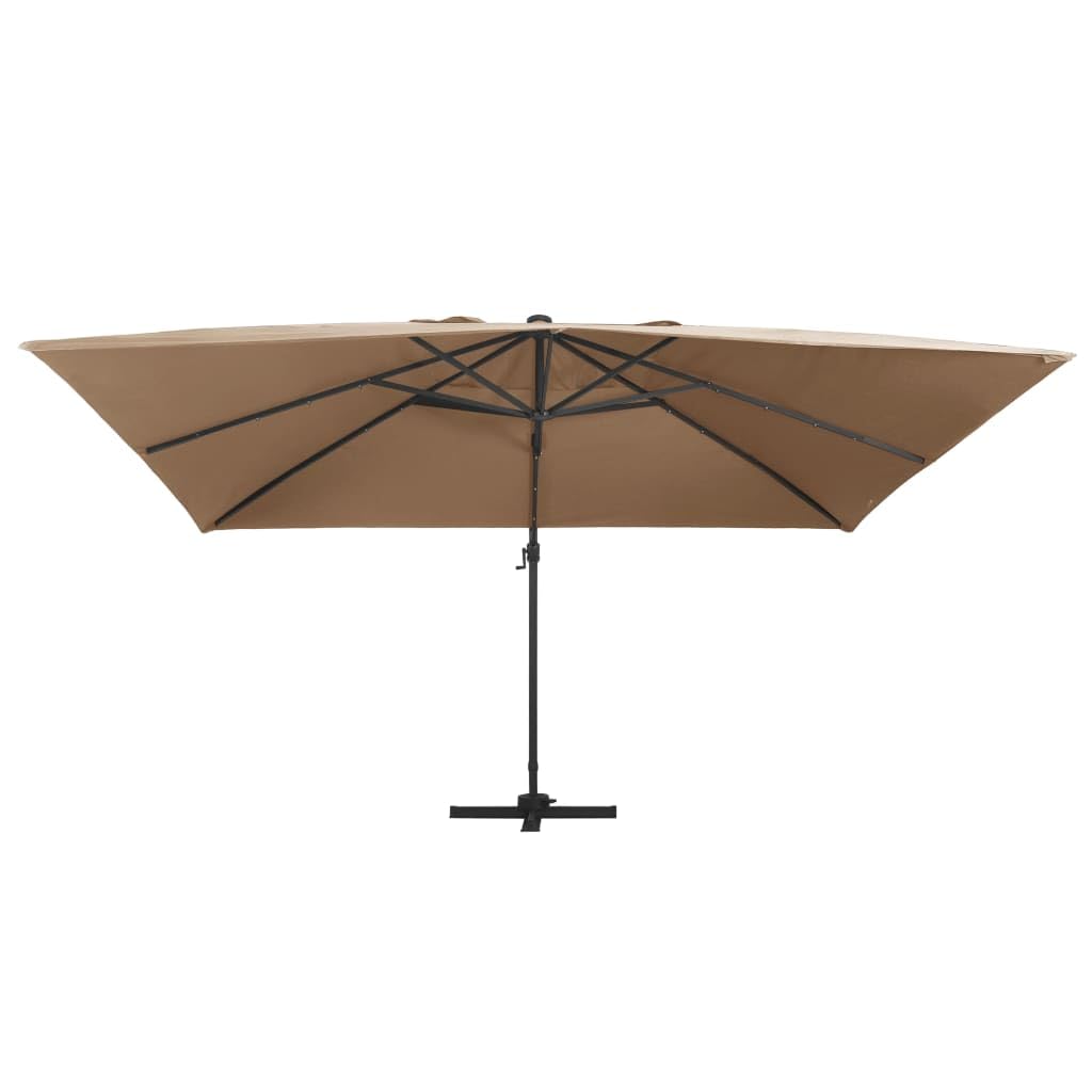 Homgoday Sombrilla voladiza jardín Luces LED Poste Aluminio Taupe 4x3 m Sombrilla de Jardín,Protección UV Sombrilla Jardín Grande Orientable Jardín Parasol Balcón