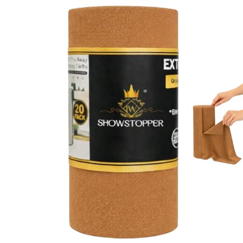 Image of Showstopper Microfiber Cleaning Cloth Roll, Reusable Tear Away Microfiber Towels,Washable, Ultra Absorbent, Rags Cleaning, Dishcloths, Cleaning Cloth for Car, Home or Kitchen. (Brown, 25cm X 25cm)