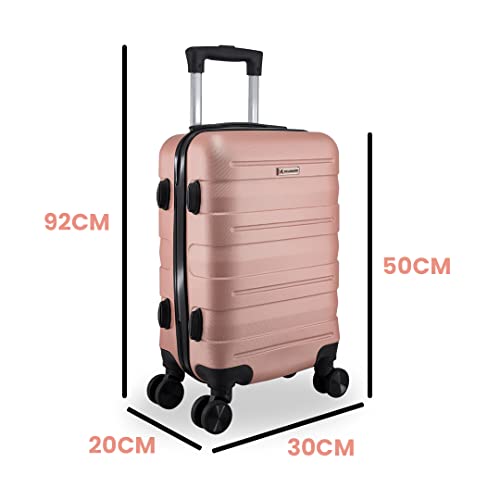 Mala de Bordo Bagagem de Mão Viagem Avião ABS Rígido Rodas 360 Removíveis (Rosê)