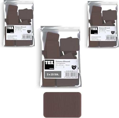 Preisvergleich Produktbild TOX 065600111 Distance Allround Unterlegplatten Set, Ausgleichsplatten aus Kunststoff, belastbar bis 5 Tonnen, Gr 60 x 40 x 10 mm, 3 Beutel x 15 STK, 60 x 40 x10 mm