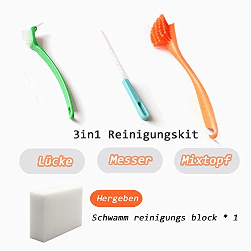 Reinigingsborstel mengpot spoelborstel voor Thermomix TM6-TM5-TM31 -TM21 - voor MCC kookmachine, set van 3 nylon borstels, messenborstel/kopjesborstel/keukenborstel, 19 cm lang handvat, reinigingsaccessoires - Afbeelding 4