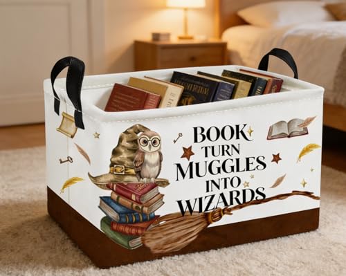 Image of Essme Rectangular Kids Baskets,Magic Storage Box,Cute Basket for Kids with Handles for Room Decor, Book Bins,Shelf Basket.(Magic)