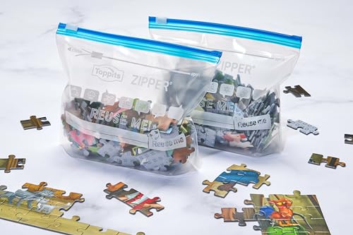 Toppits Zipper Allzweck-Beutel - 12 x 1L, Reißfeste Spezialfolie, Wiederverwendbar, Transparent, Ideal für Lebensmittelaufbewahrung und Reisen