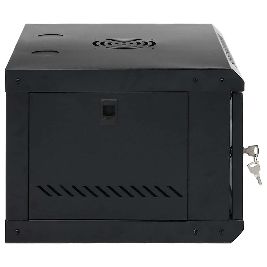 Armadietto da parete per rete 53 x 45 x 30 cm, armadio server da 19 pollici in acciaio con anta in vetro, alloggiamento a parete per componenti IT, nero