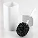 mDesign Modern Square Plastic Toilet Bowl Brush and Holder for Bathroom Storage and Organization, Compact Free-Standing Design, Covered Brush - Sturdy, Deep Cleaning, 2 Pack - White