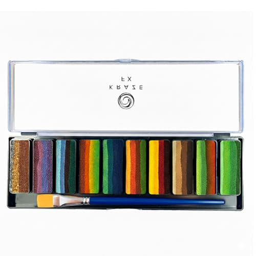 Kraze FX Peaks Face Paint Palette by Tamina Mohammed - 10 Colors Professional Split Cake Set - 3/4
