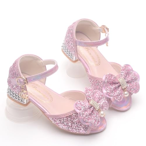 Toddler Girls Sandals Bow Princess Crystal High Heels Party Wedding Flower Girls Dress Shoes for Kid3