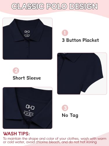 Image of OHD 4 Pack Girls Polo Shirt Girls Uniform Polo for School Cotton Shirts School Uniform Tops Size 3T-14