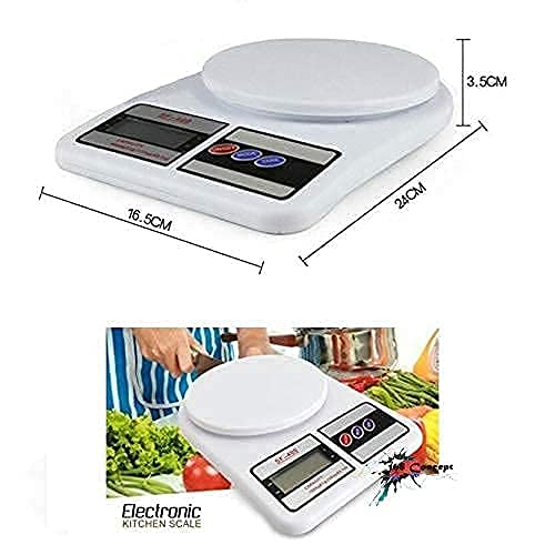Image of Digital Kitchen Weighing Scale 0.1 gm to 10 kg Portable Weighting Machine for Home Electronic LCD Black Display Measuring Cooking Vegetable Fruit Multipurpose