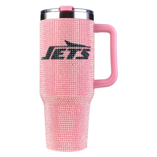 Image of The Memory Company Officially Licensed 40oz Pink Bling Game Day Tumbler, New York Jets