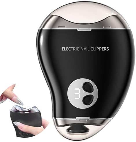 Electric Nail Clippers for Seniors, Women, Electric Nail Trimmer Adult with Led Light and 3 Speeds for Babies, Safe, Automatic Nail File and Fingernail Grinder with Storage for Scraps (Black)
