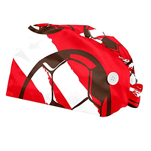 Gorro bouffant unisex con banda para el sudor y botones laterales ajustables Color1