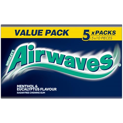 Airwaves Menthol & Eucalyptus Chewing Gum Sugar Free Multipack, 6 x 10 Pieces