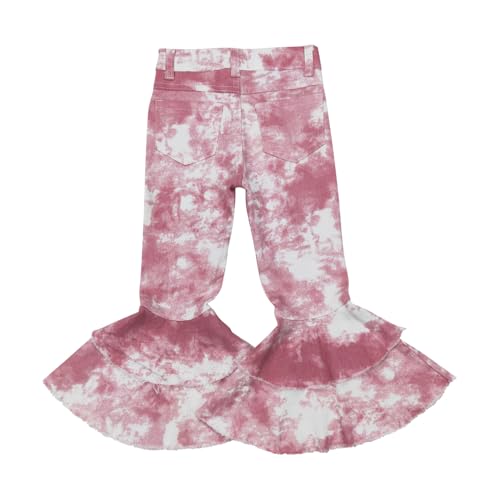 Todder P0399 Pink Girl Jeans Ruffle Bell Bottom2