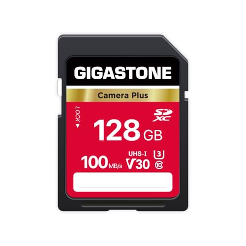 Image of GIGASTONE 128GB SD Card, Camera Plus, UHS-I V30 U3 SDXC Memory Card High Speed UHD Video Speed up to 100MB /s, Compatible with Digital Camera, with 1 Mini case