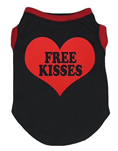 Petitebella 'Free Kisses' Heart Puppy Dog Shirt (Black/Red, Small)