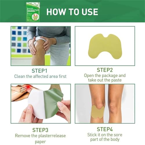 Image of COOFANDY 10pcs Pain Relief Patch - Wellknee Plaster for Knee Support & Muscle Pain - Maximum Strength for a Temporary Relief - Adhesive Heat Patches Made with Natural Herbs for Wellness