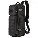 [PHOENIX IKKI] 空挺部隊用 大容量 広口開口仕様 左右付け替え可能 防水加工 選べる5色 迷彩 軍用 斜めがけバッグ 戦術 ワンショルダーバッグ ミリタリー チェストパック ブラック