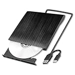 Lyai External CD DVD Drive for Laptop, Portable USB 3.0 and Type-C CD DVD Rw Writer Reader Burner Slim Optical DVD Player for PC, Desktop, Mac OS/Windows 11/10/8/7/XP/Linux