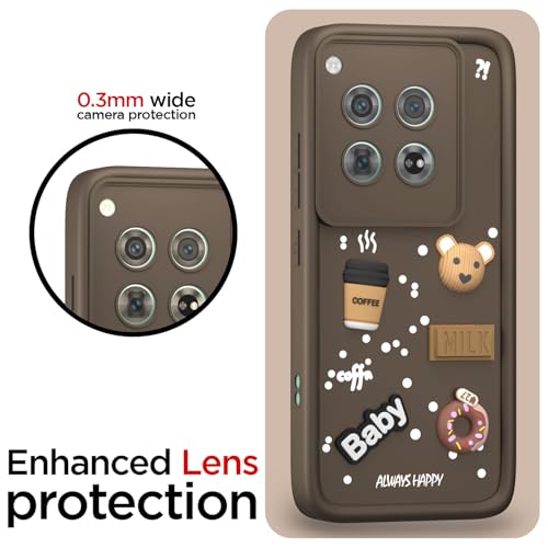 Image of Outlouders Back Cover for OnePlus 12 5G | 3D Cartoon Bear Cute Fun Silicone Full Body Protection Bumper Case (Brown)