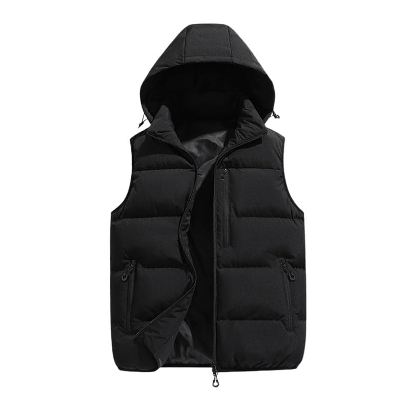 fensir Men's Multi-Pocket Waterproof Hooded Vest with Detachable Hood Jacket-picture-26