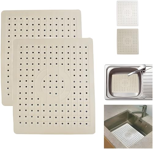 Comparison: Best Material For Kitchen Sinks 7 2 Pack Kitchen Sink Mat Drain Pad Protector 10" x 12" – Non-Slip Rubber, Durable & Flexible Sink Grid for Dishes, Glassware, and Kitchen Protection