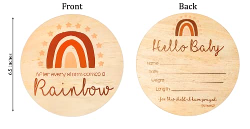 Nana's Little Angels Large Rainbow Double-Sided Baby Announcement Sign 6.5 Inch “Hello Baby” Newborn Baby Name Announcement Wooden Sign With Black Paint Marker Birth Announcement Sign For Hospital #TOP1