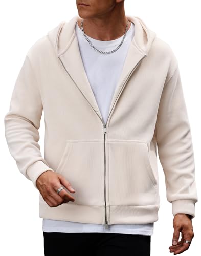 Herberton Mens Designer Classic Coat Gentle Soft Hoody Zip Full