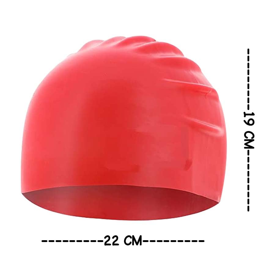 Image of GLAN Silicone Swimming Cap for Kids and Adults Waterproof Swimming Pool Cap for Women and Men (Red)