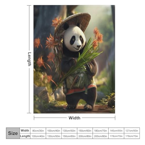 Manta cálida de franela para frío en sofá con estampado panda 6