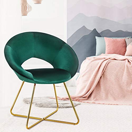 Giantex Modern Velvet Accent Chair Set Of 2, Comfy Cute Upholstered Vanity Desk Chair, Max Load 300 Lbs, Decorative Mid Century Single Sofa Armchair For Living Room, Bedroom, Dining Room, Green #TOP2