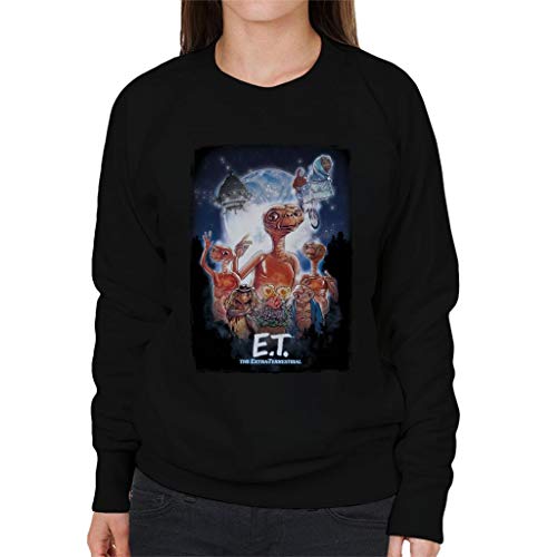 Image of All+Every E.T The Extra Terrestrial Cinematic Poster Montage Women's Sweatshirt Black