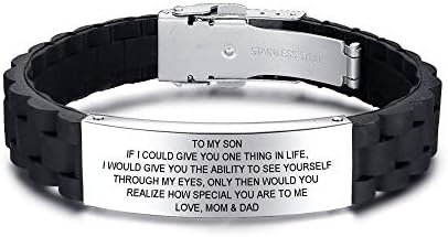 PJ JEWELLERY to My Son Gift from Mom Always Remember Silicone Bracelets Love Saying to Son for Birthday Graduation Anniversary Inspirational Gift for Men Boy