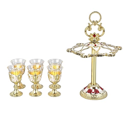 ICRPSTU Copo de cafetão, cores requintadas, 6 peças, cálice de metal com padrão em relevo para festa