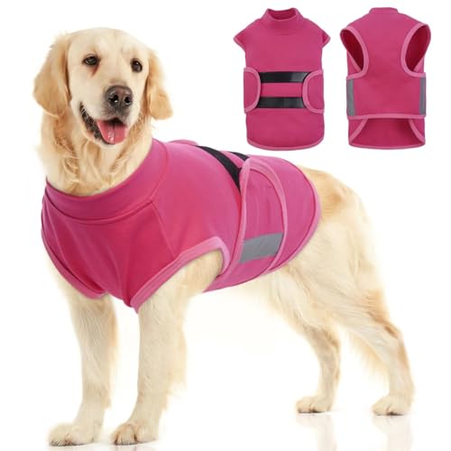 MIGOHI Dog Anxiety Relief Coat,Comfort Anxiety Vest for Dogs,Adjustable Anxiety Calming Wrap for Fireworks,Thunderstorms,Travel, Separation, Dog Anxiety Jacket for Small Dogs,XL,Rosered