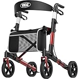 VOCIC Walkers-for-Seniors-with-Seat, Lightweight-Rollator-Walker-with-Seat-and-Brakes, Folding-Rolling-Walker-with-Wheels, All Terrain