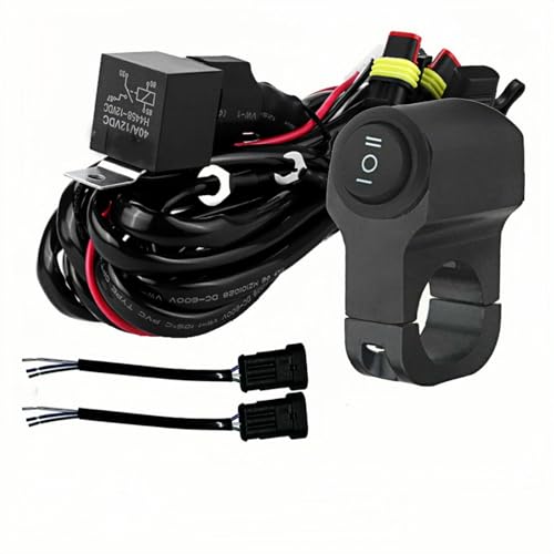 Lenjiemt M01XZ002 Linjie Motorcycle Double Color/High Low Beam Wiring Harness Kit 12V Relay Double Color Spot Lights Wiring cover