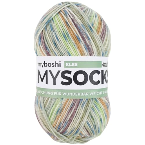 myboshi mysocks Merino, extra weiche 4-fädige Merino-Sockenwolle, 75% Schurwolle, 25% Polyamid, filzfrei, 100g, 420m Grün (Klee), 1 Knäuel